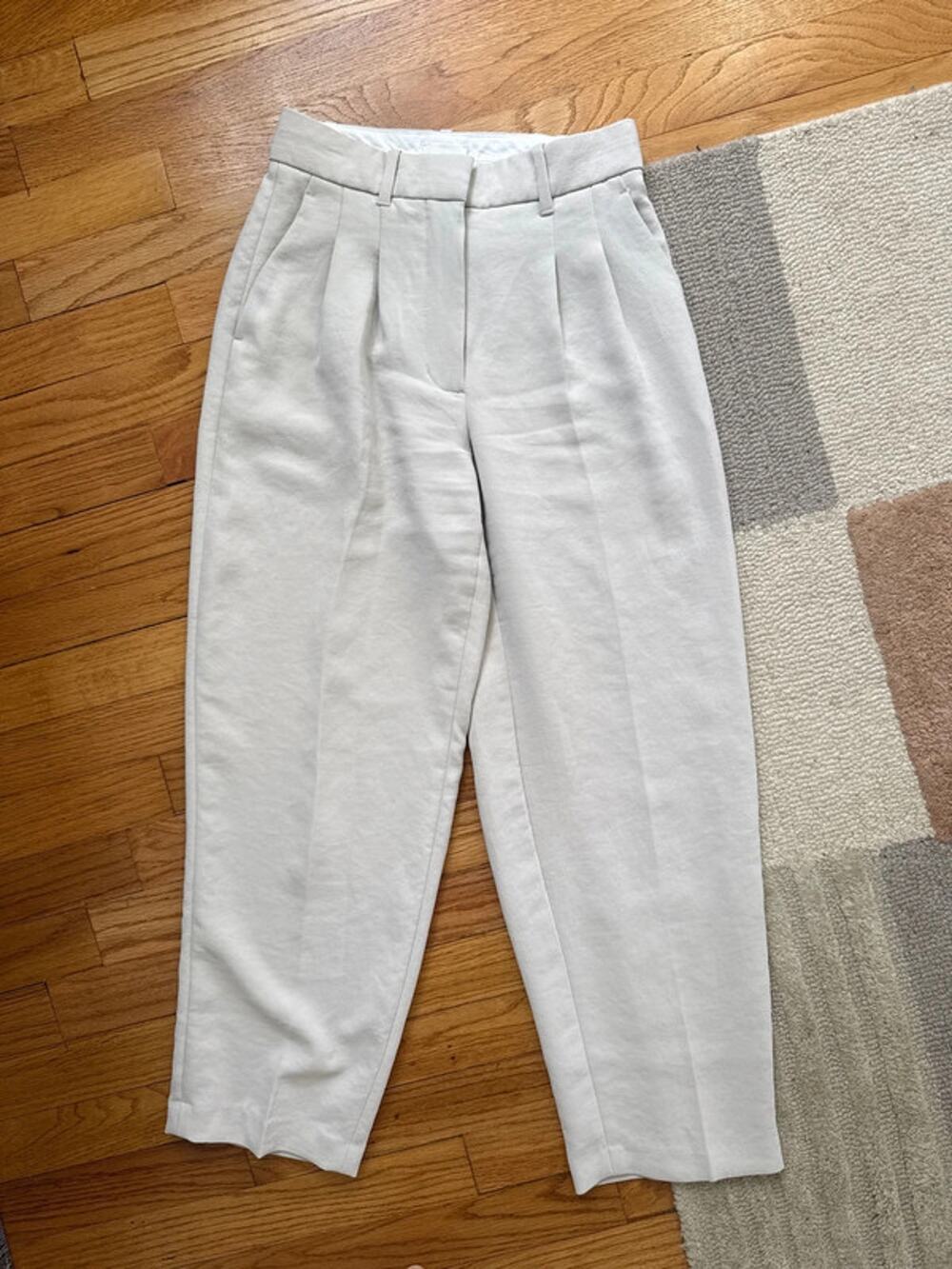 White Aritzia effortless wide leg crop ankle trouser in cream - 0